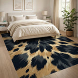 Leopard Fur Area Rug Black Grey Tan