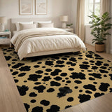 Beige Leopard Spot Rug with Fierce Face