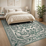 Green Elegant Green Persian Floral Area Rug