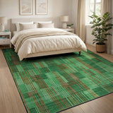 Green Geometric Stripe Patchwork Area Rug