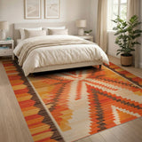 Orange Zigzag Southwestern Area Rug
