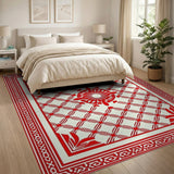 Red Persian Lattice Trellis Area Rug