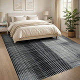 Black White Geometric Grid No. 29 Area Rug