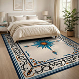Ornate Blue Starburst Medallion Rug