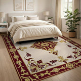 Maroon Gold Medallion Traditional Persian Area Rug