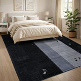Modern Music Note Black Grey Stripe Area Rug