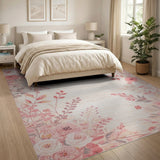 Pink Blush Pink Vintage Floral Area Rug