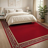 Red Elegant Red Ornate Border Area Rug