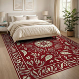 Red Persian Floral Medallion Area Rug