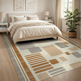 Modern Geometric Tan Grey Area Rug