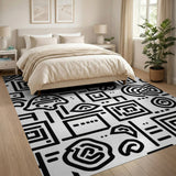 Geometric Modern Black and White Bold Black White Geometric Abstract Rug