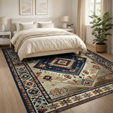 Southwestern Brown and Tan Southwestern Geometric Diamond Area Rug