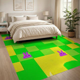 Playful Purple Bunny Kids Cartoon Area Rug