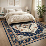 Traditional Persian Blue Persian Floral Medallion Rug