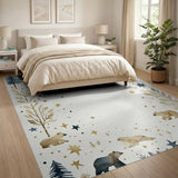 Starry Polar Bears Night Area Rug