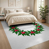Multi-color and Patterns Festive Holly Berry Wreath Area Rug