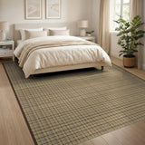 Tan Brown Woven Plaid Area Rug