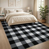 Geometric Modern Black and White Black White Gingham Check Area Rug
