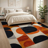 Geometric Modern Bold Geometric Orange Black Area Rug