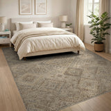 Beige Distressed Diamond Vintage Area Rug