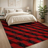 Bold Red Tartan Plaid Area Rug