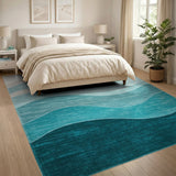 Gradient Ocean Waves Blue Teal Area Rug