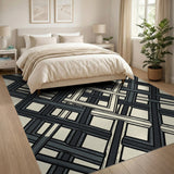 Grey Interwoven Lattice Geometric Area Rug