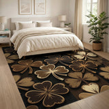 Distressed Brown Shamrock Clover Area Rug