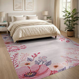 Pink Blush Pink Floral Border Area Rug