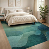 Abstract Area Teal Abstract Wave Area Rug