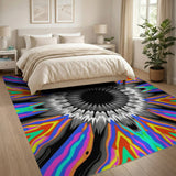 Vibrant Multi-Color Sunburst Geometric Area Rug
