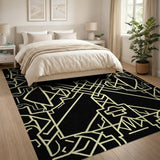 Art Deco Gold Line Geometric Area Rug