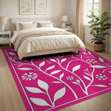 Hot Pink Floral Vine Cut-Out Area Rug