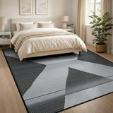 Bold Black White Geometric X Area Rug