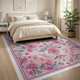 Blush Pink Floral Vintage Area Rug