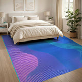 Abstract Blue Teal Fluid Wave Geometric Rug