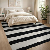 Bold Black White Striped Woven No. 3 Area Rug