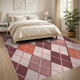 Orange Pink Diamond Argyle Area Rug