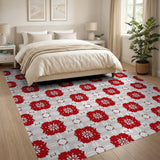 Red Persian Floral Motif Area Rug
