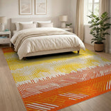 Multi-color and Patterns Vibrant Orange Yellow Geometric Area Rug