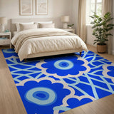 Blue and Teal Blue Teal Abstract Floral Area Rug