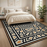 Orange Geometric Tribal Maze Area Rug