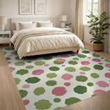 Whimsical Green Pink Abstract Splatter Area Rug