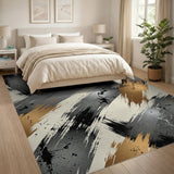 Abstract Gold Brushstroke Area Rug