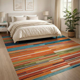 ODIKA Modern Abstract Multi-Color Washable Rug - Low Pile Non-Slip Pet & Kid Friendly Area Rug