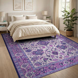 Purple Purple Floral Traditional Persian Area Rug