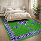 Emerald Green Persian Mandala Star Area Rug