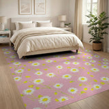 Pink Daisy Floral Area Rug