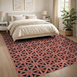 Red Geometric Modern Bold Red Geometric Diamond Area Rug