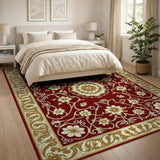 Elegant Red Persian Floral Area Rug with Gold Accents